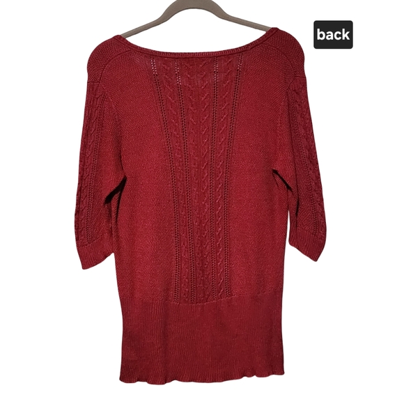 PERUVIAN CONNECTION Sweater Womens Small Red Pima Cotton Knit Tunic Top Luxe - Picture 6 of 9